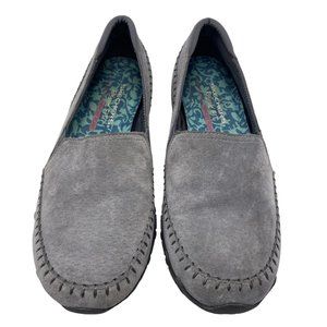 Skechers Gray Suede Loafers 9 Relaxed Fit Memory Foam Shoes Biker Alumni 49415